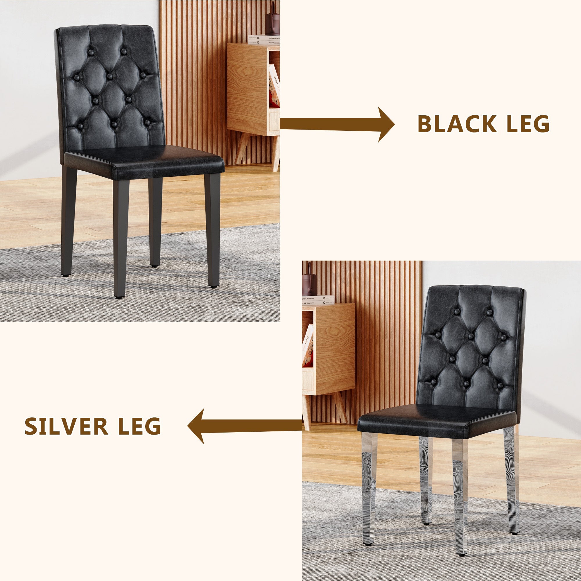35 Inches Black PU Dining Chairs (Set of 4)