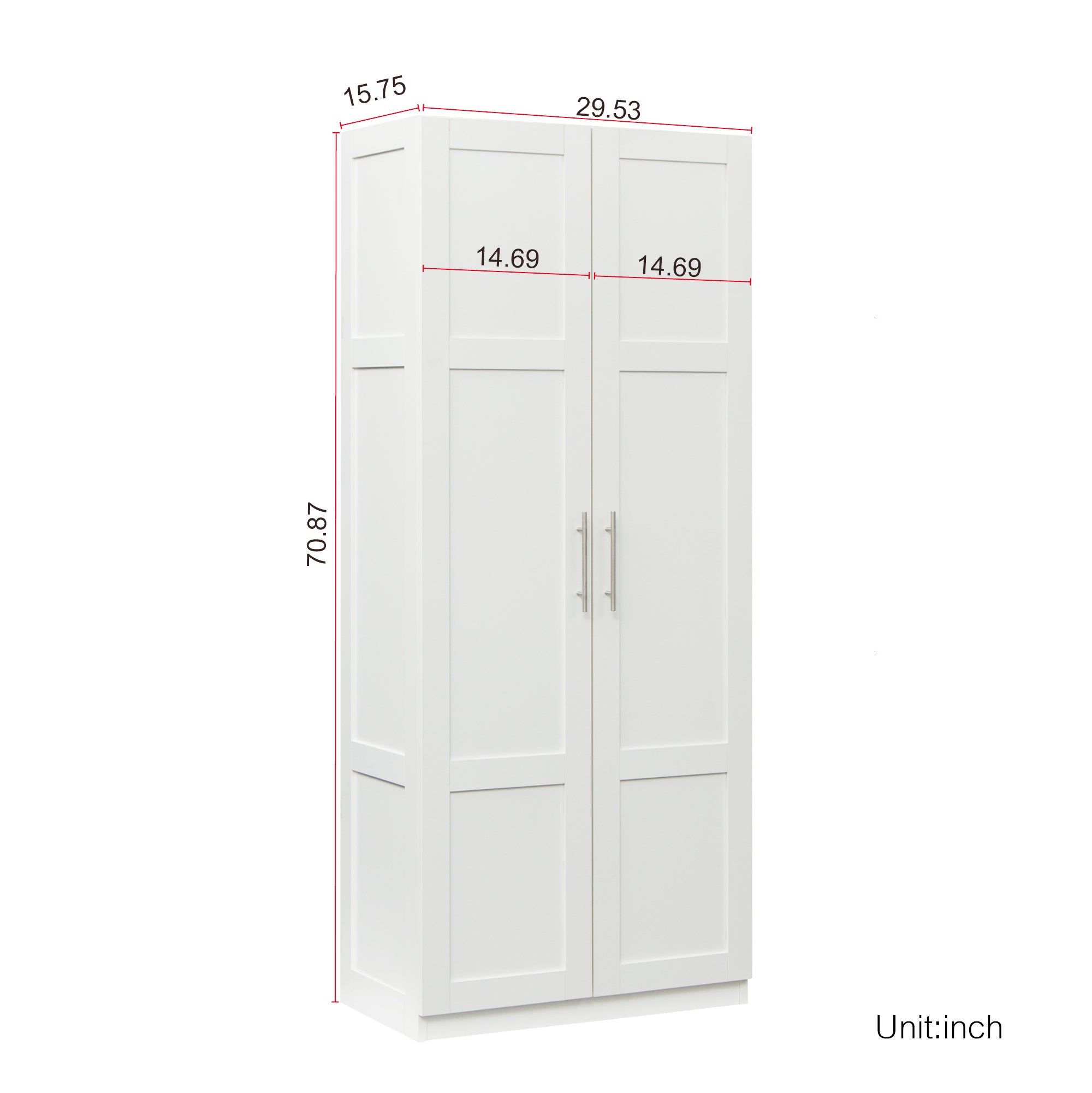 Kitchen Pantry Storage Cabinets with 2 Door and 3  Shelves