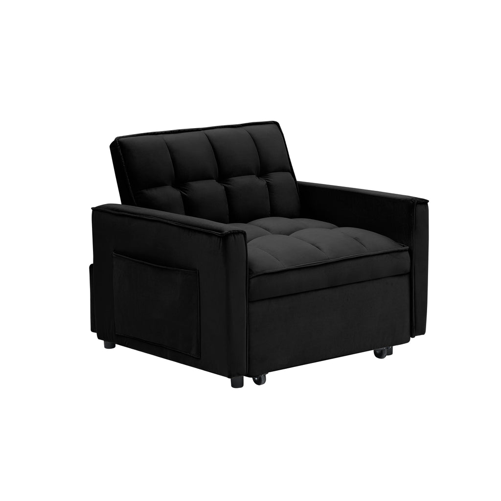 Velvet Foldable Sofa Bed Adjustable Back with USB, Ashtray & Phone Stand