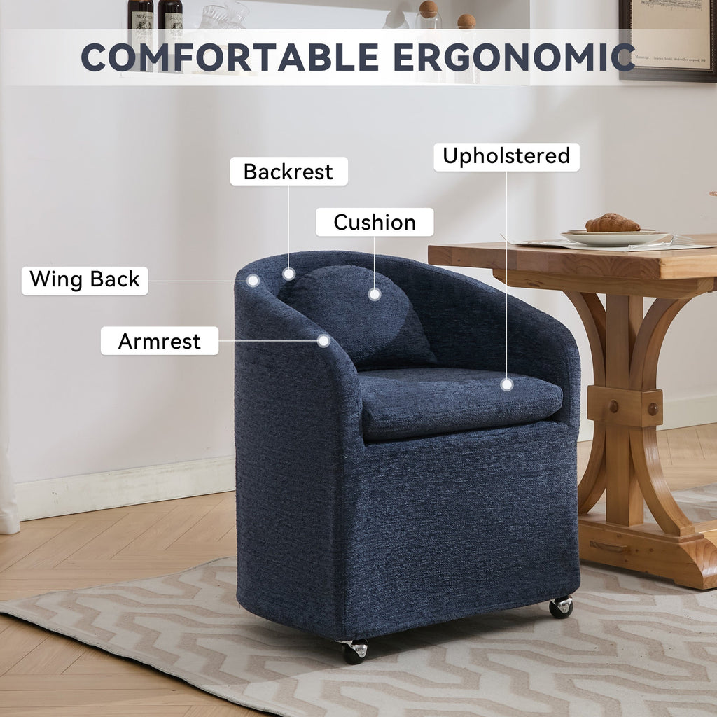 Modern Chenille Fabric Dining Armchair with Back Cushion