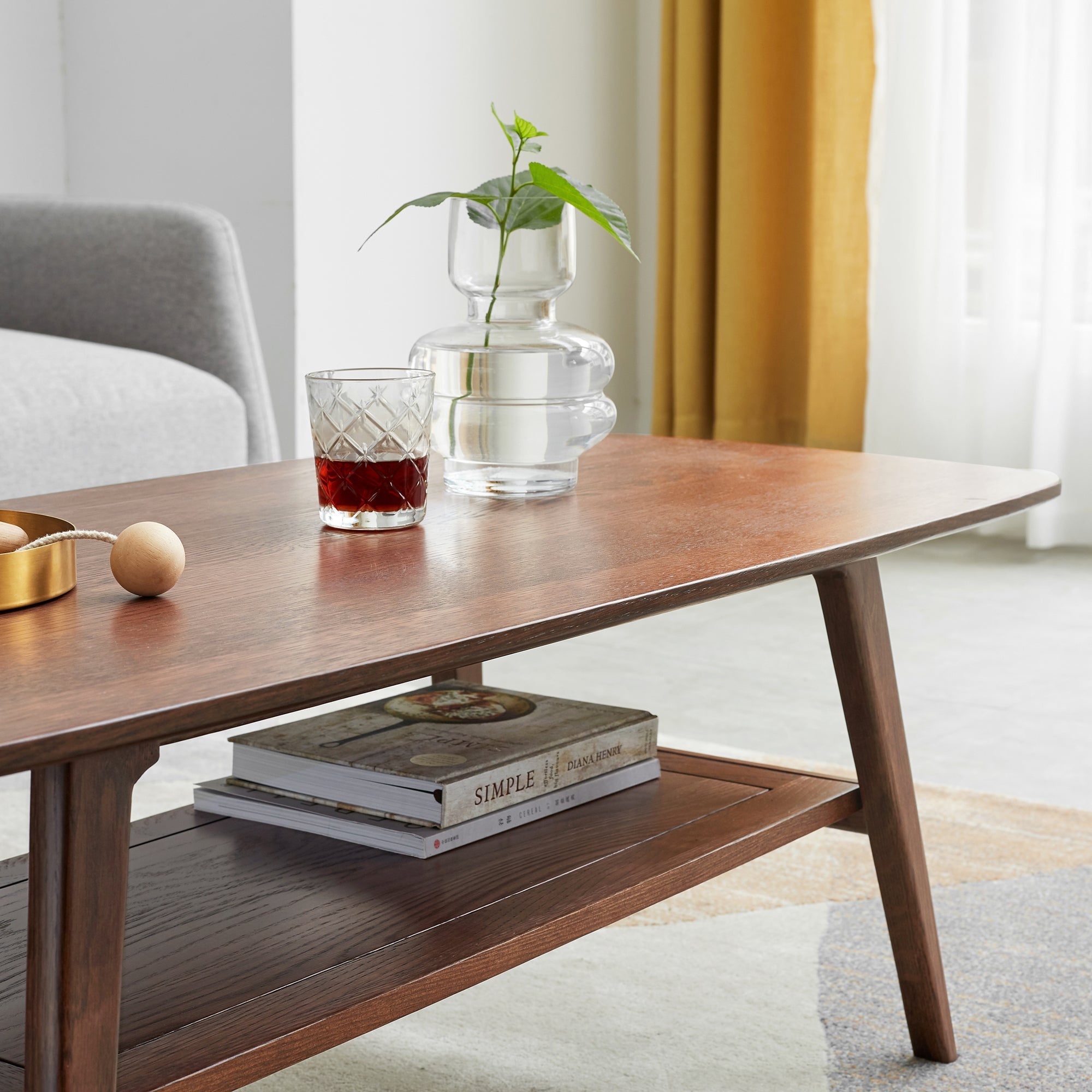 Natural Oak Coffee Table with Storage Shelf