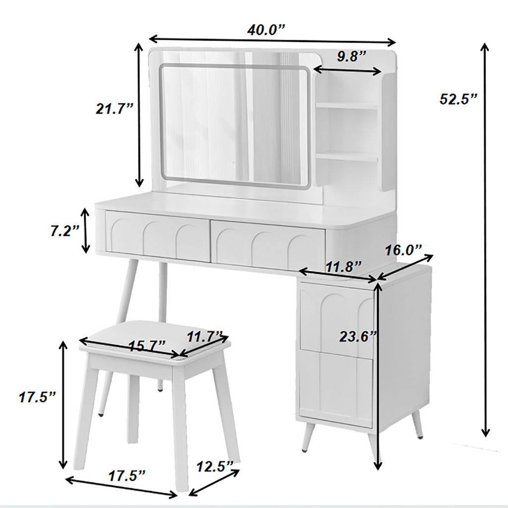 Modern Makeup Vanity Desk with LED Lights and Mirror