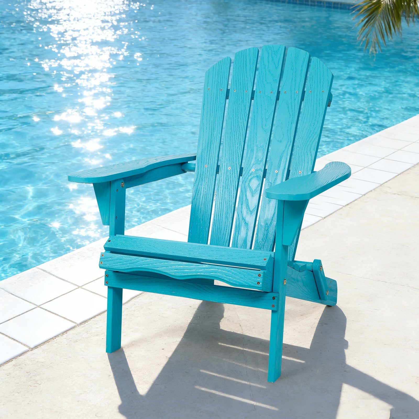 Solid Cedar Folding Adirondack Chair Black Patio 1 Pc Or 2 Pcs Option