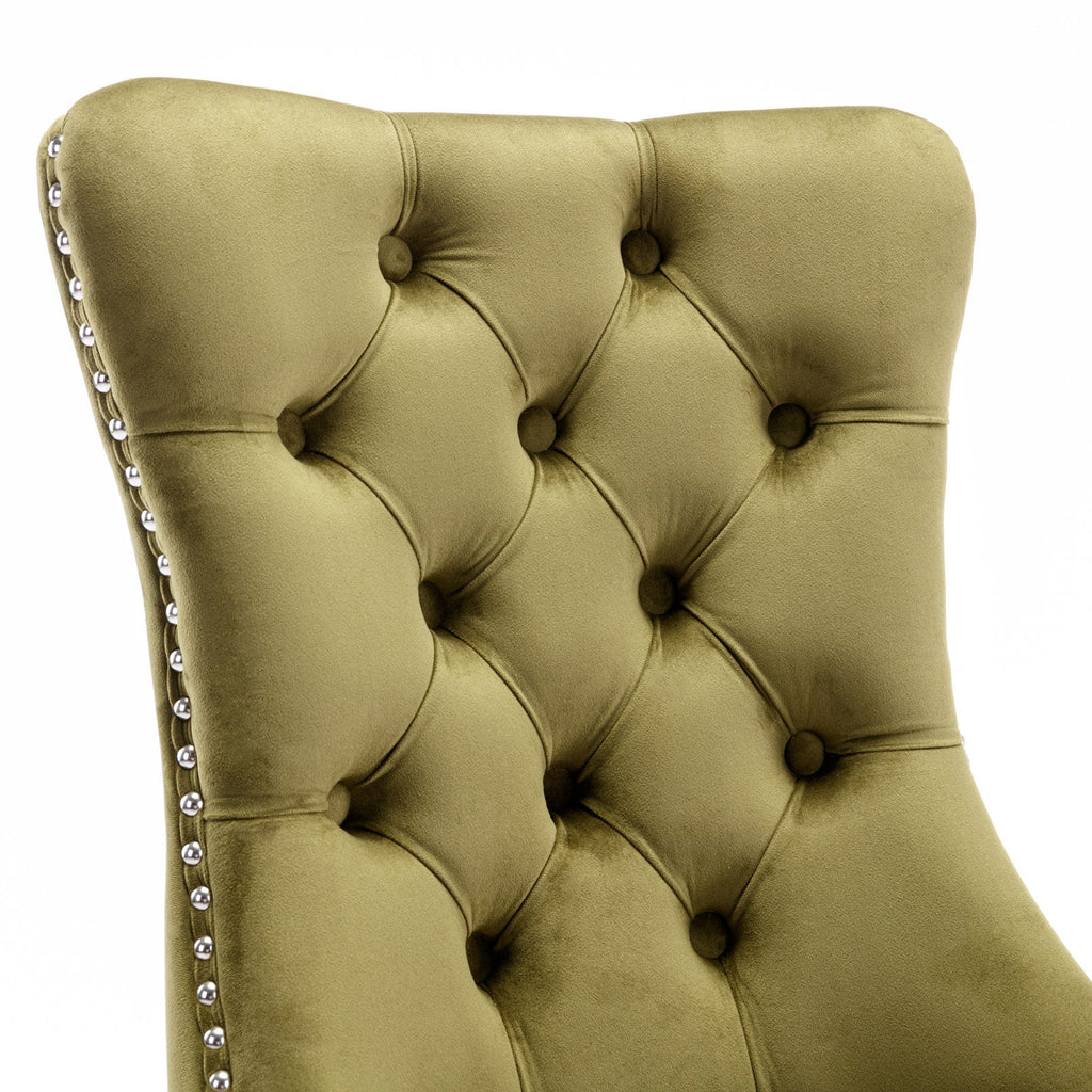 Modern High-end Tufted Solid Wood Velvet Dining Chair(Set of 2)