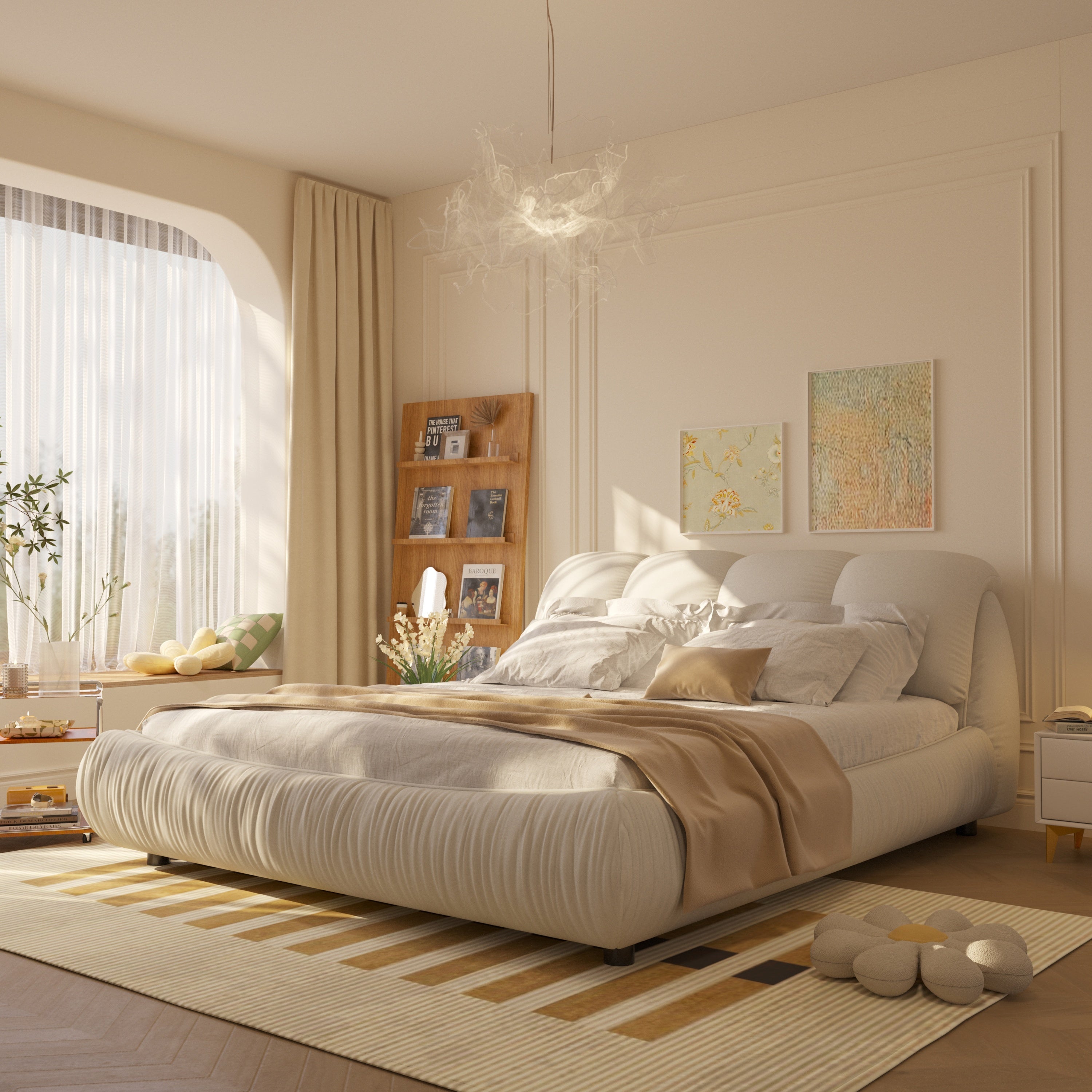 Queen Size Luxury Upholstered Platform Bed
