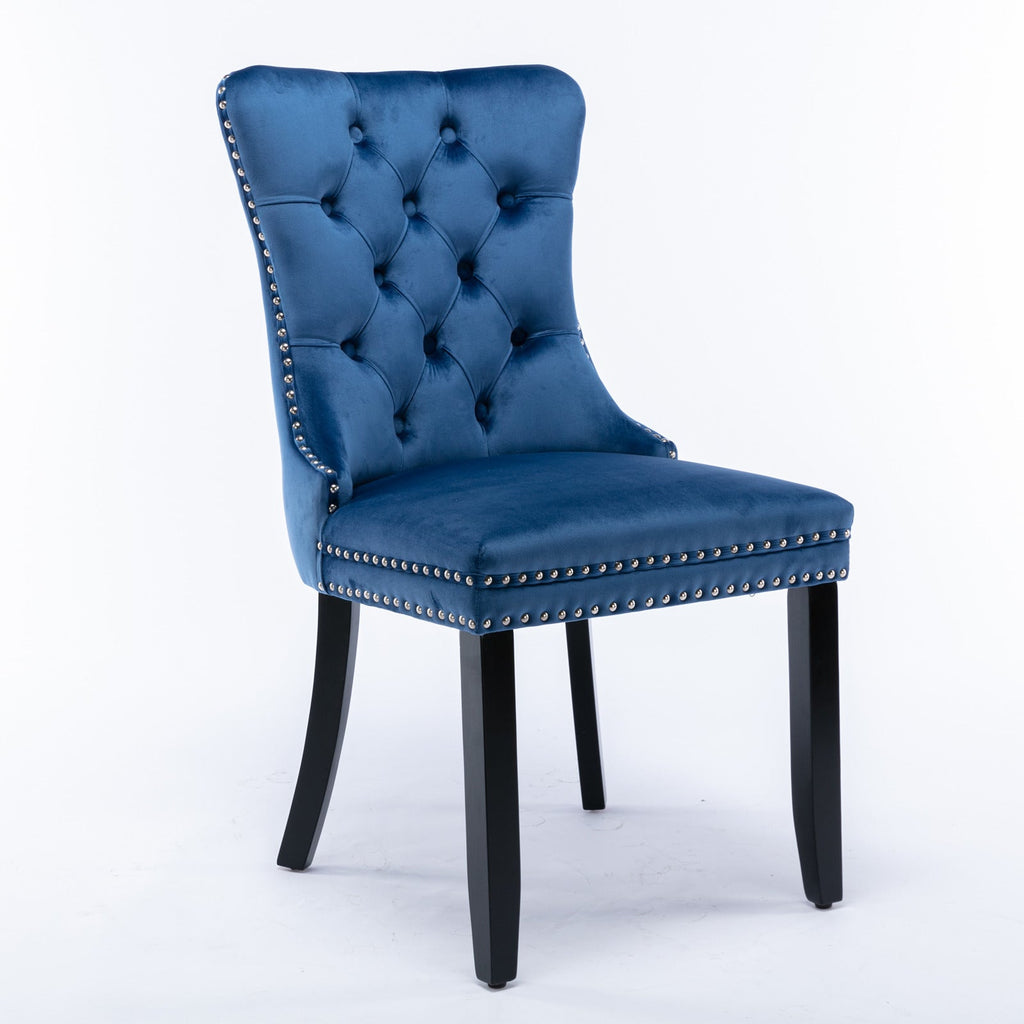 Modern High-end Tufted Solid Wood Velvet Dining Chair(Set of 2)