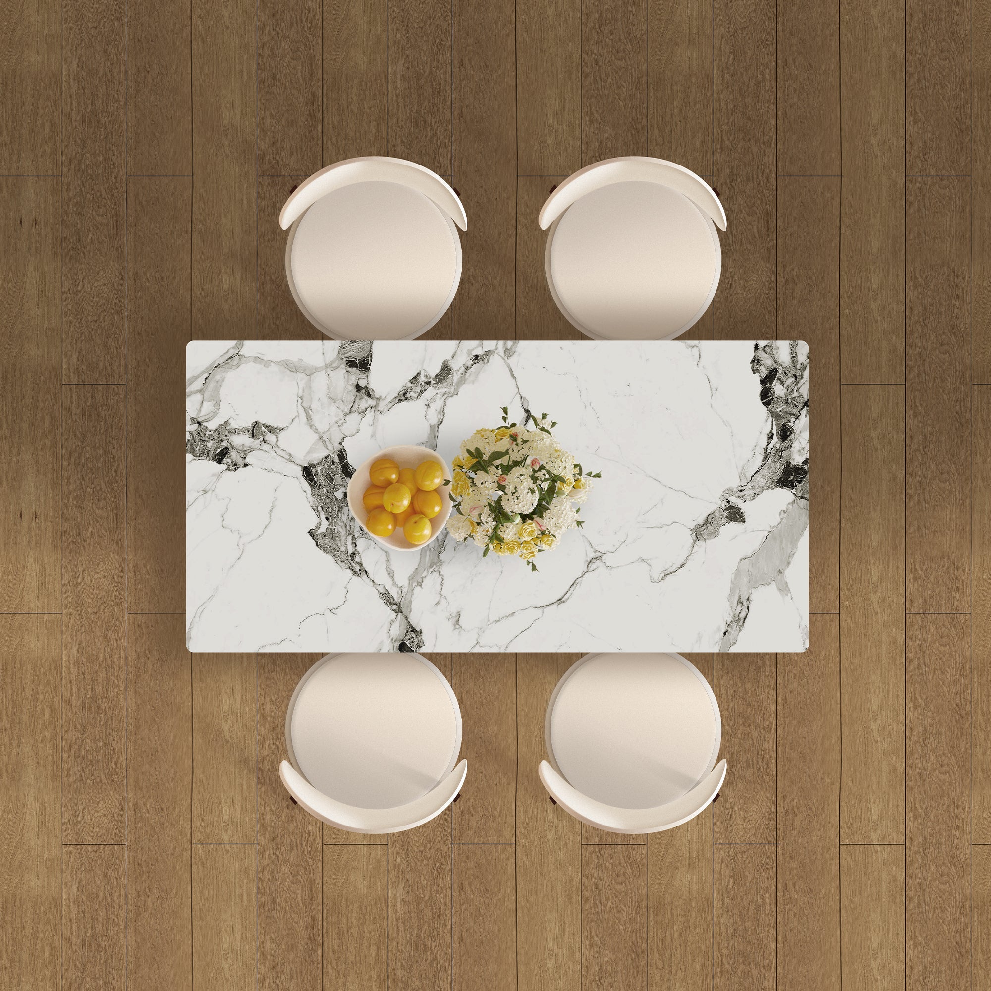 Modern 63' Dining Table Set with Storage