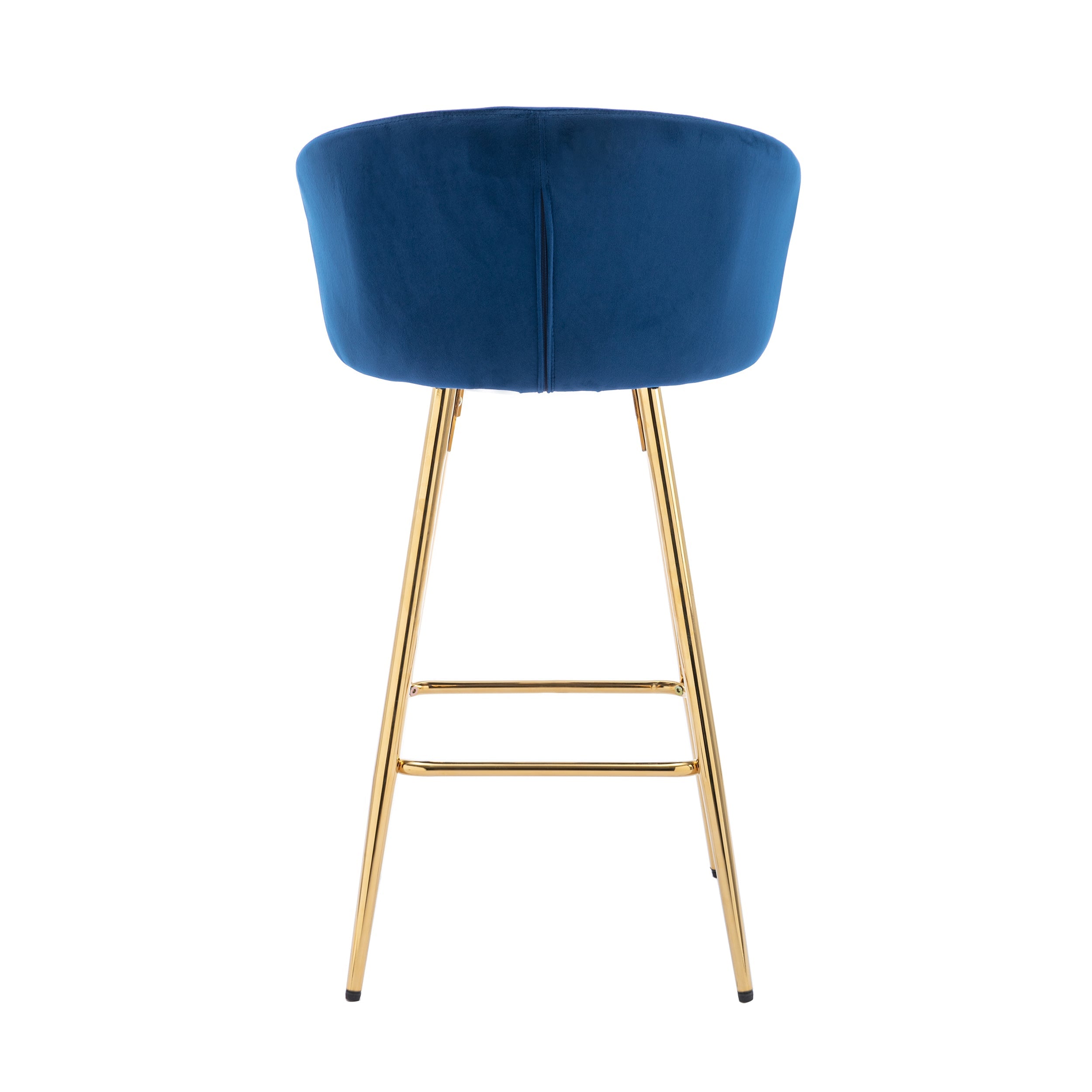 Velvet Bar Stools with Chrome Footrest and Base（Set of 2)