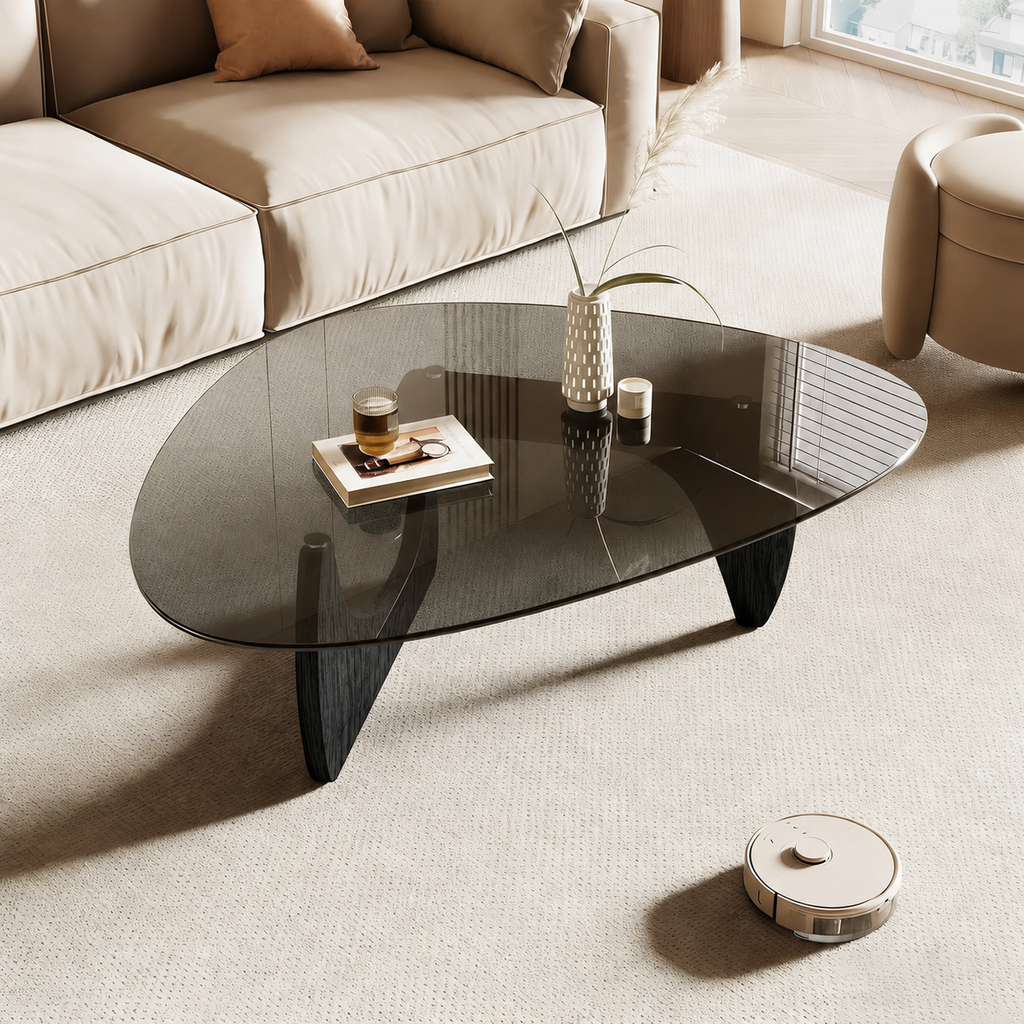 35.8' x 25.6' x 15.7' Mid Century Modern Glass Coffee Table