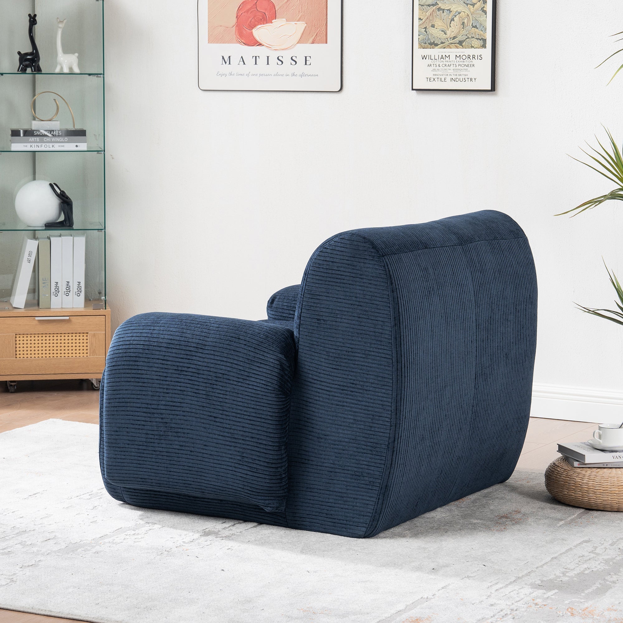 Modern Chenille Vertical Stripe Accent Chair
