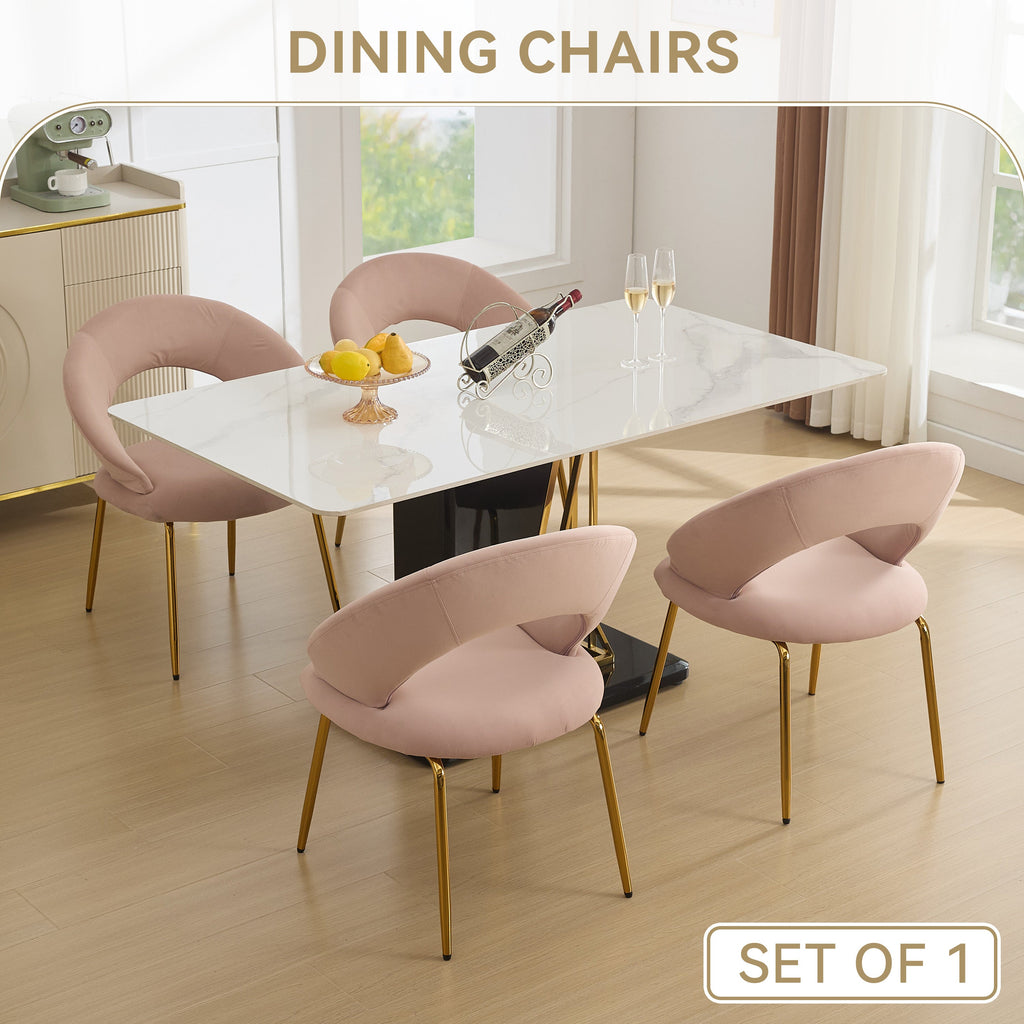 Velvet/Teddy Fabric Dining Chairs with Curved Backrest