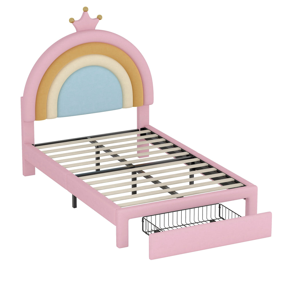Twin/Full Size Rainbow Princess Platform Bed
