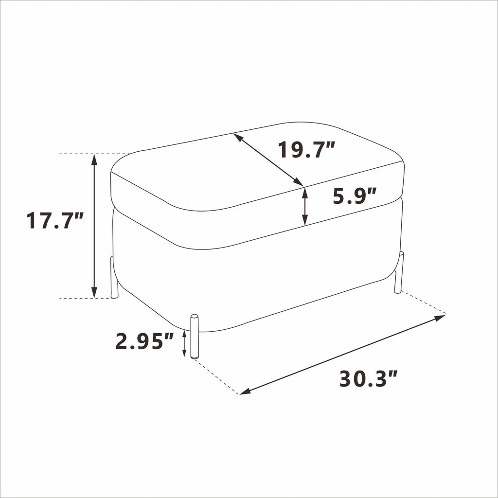 30.3' W Corduroy Upholstered  Storage Large Ottoman