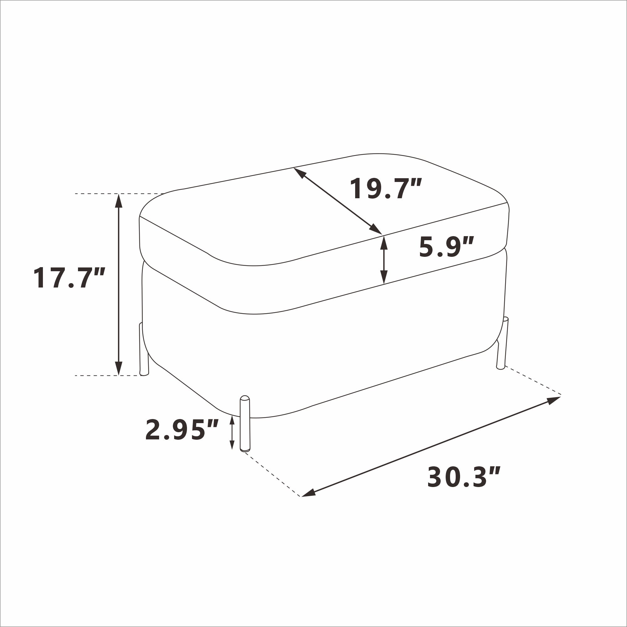 30.3' W Corduroy Upholstered  Storage Large Ottoman