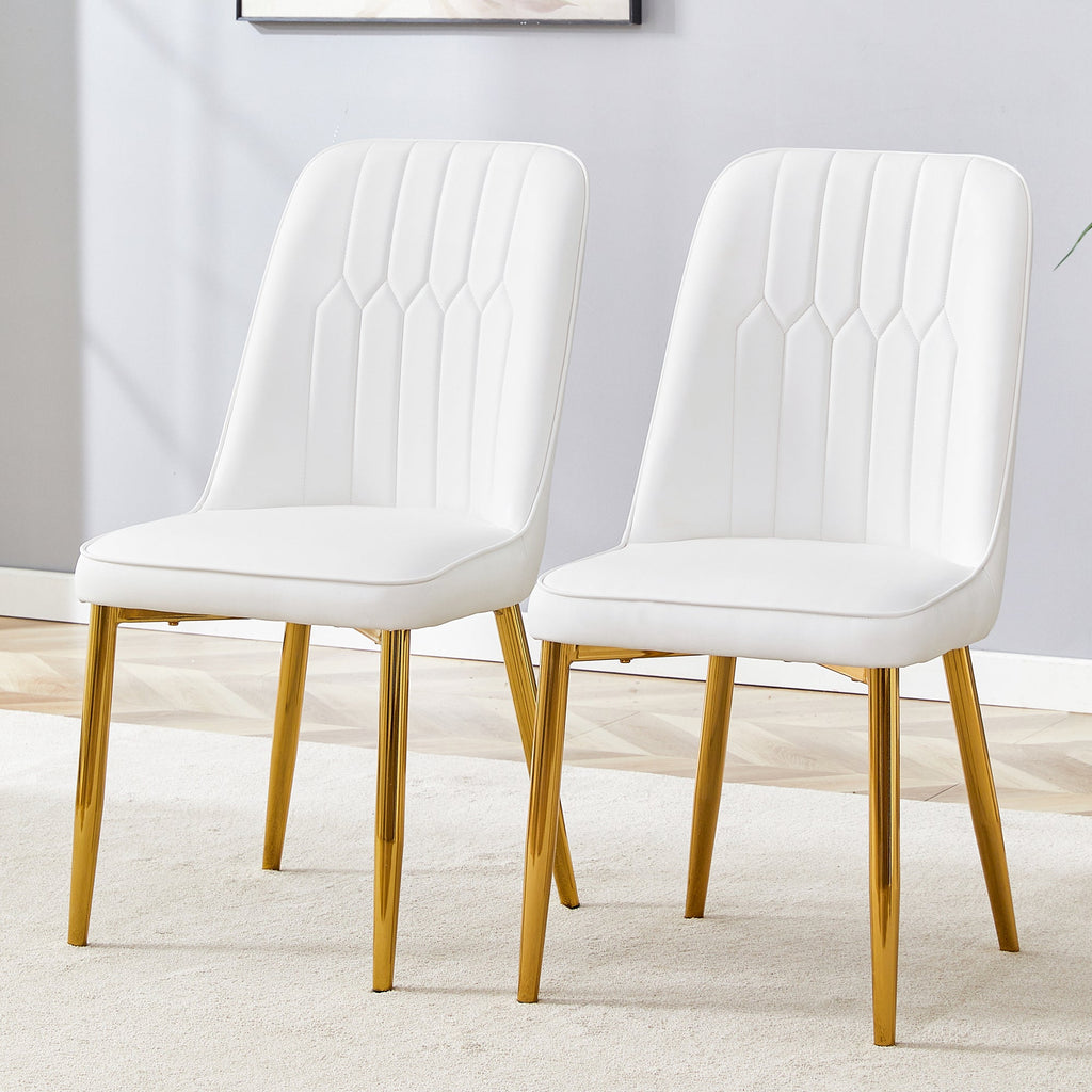 Modern Dining Chairs with Sleek PU leather Backrest (Set of 2)