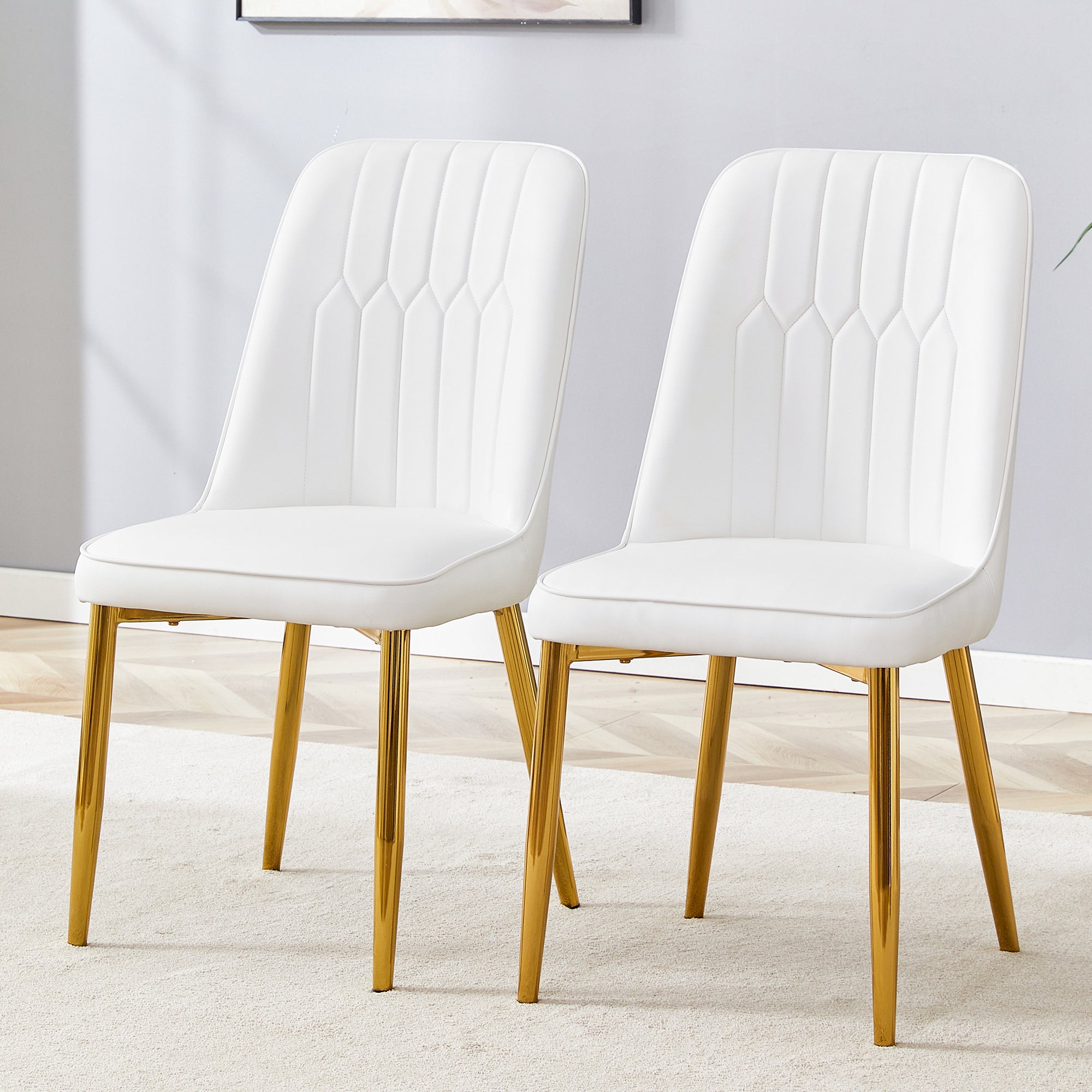 Modern Dining Chairs with Sleek PU leather Backrest (Set of 2)