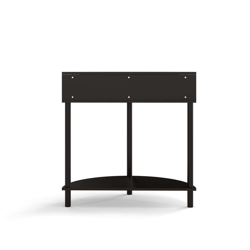 Rattan Semi Circle End Table with 2 Rattan Storage Cabinet