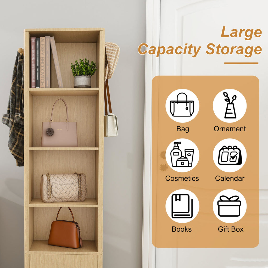 360° Rotating Makeup Cabinet with Full-Length Mirror and Jewelry Storage