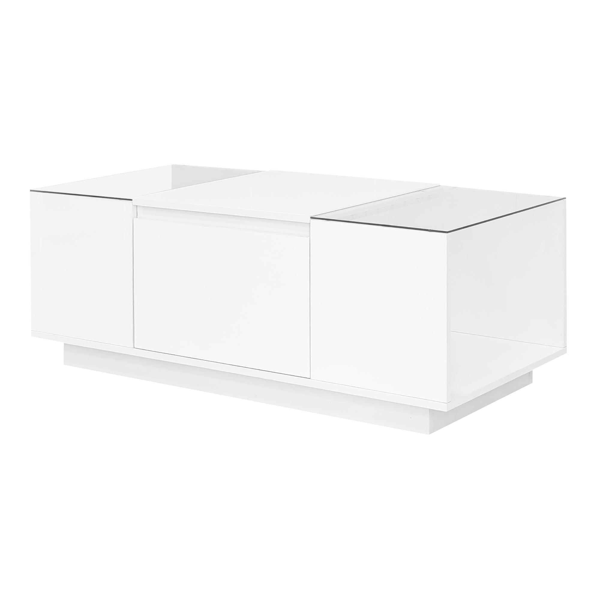 Modern LED Coffee Table with High-Gloss Finish and Glass Tabletop