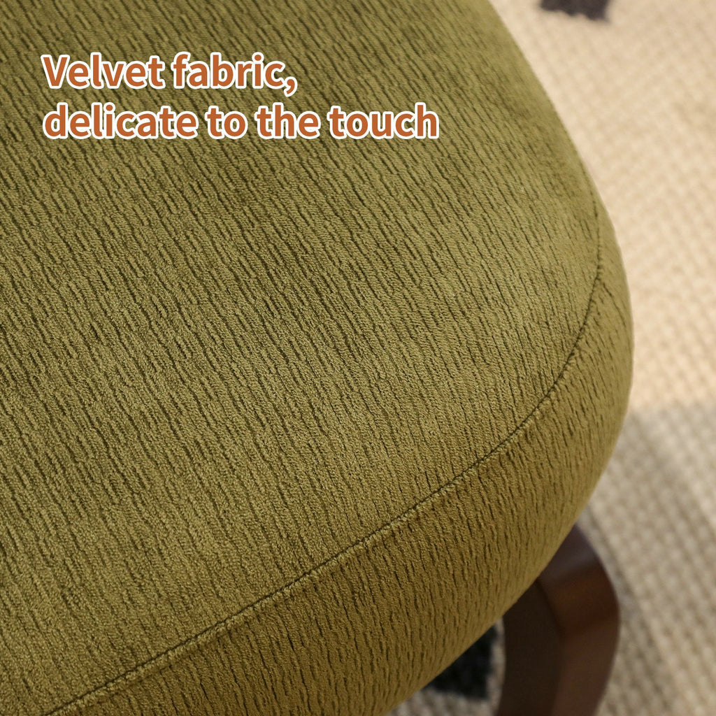 Velvet Accent Chair with Solid Wood Legs
