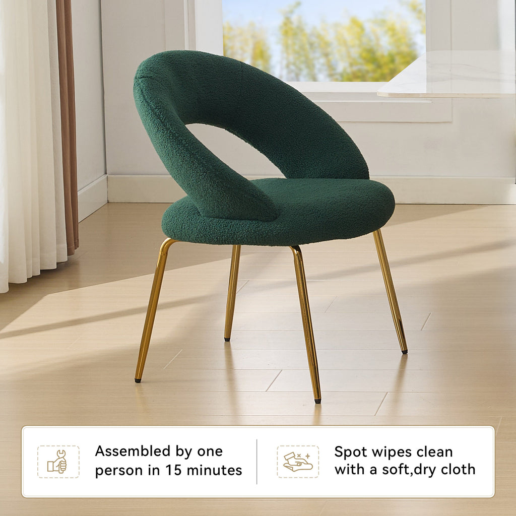Velvet/Teddy Fabric Dining Chairs with Curved Backrest