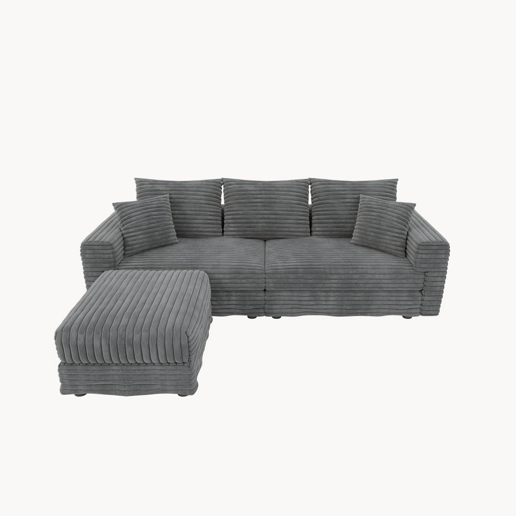 82.7' Modern Comfy Cloud Couch Sofa with Soft Pillows + Ottomans Option