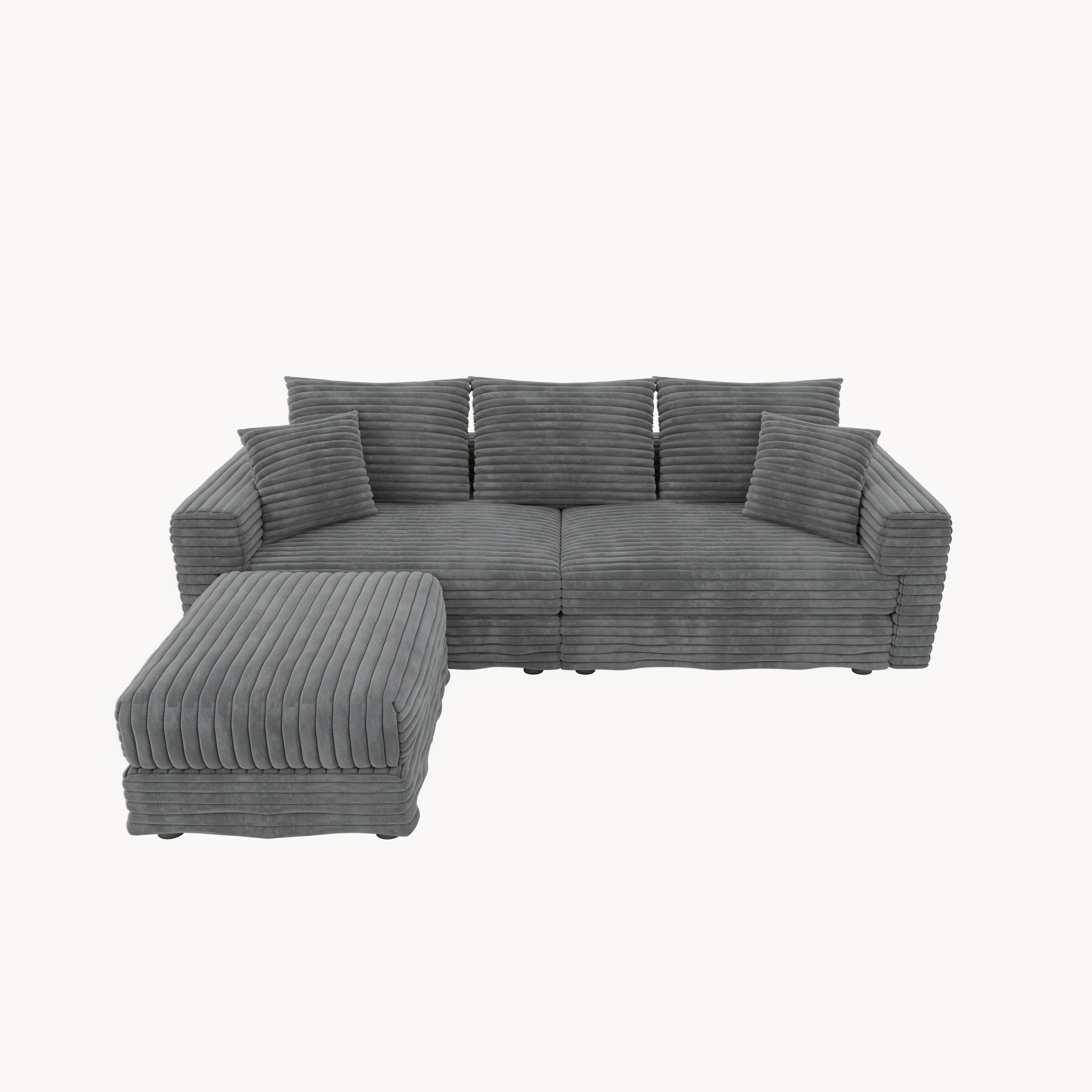 82.7' Modern Comfy Cloud Couch Sofa with Soft Pillows + Ottomans Option