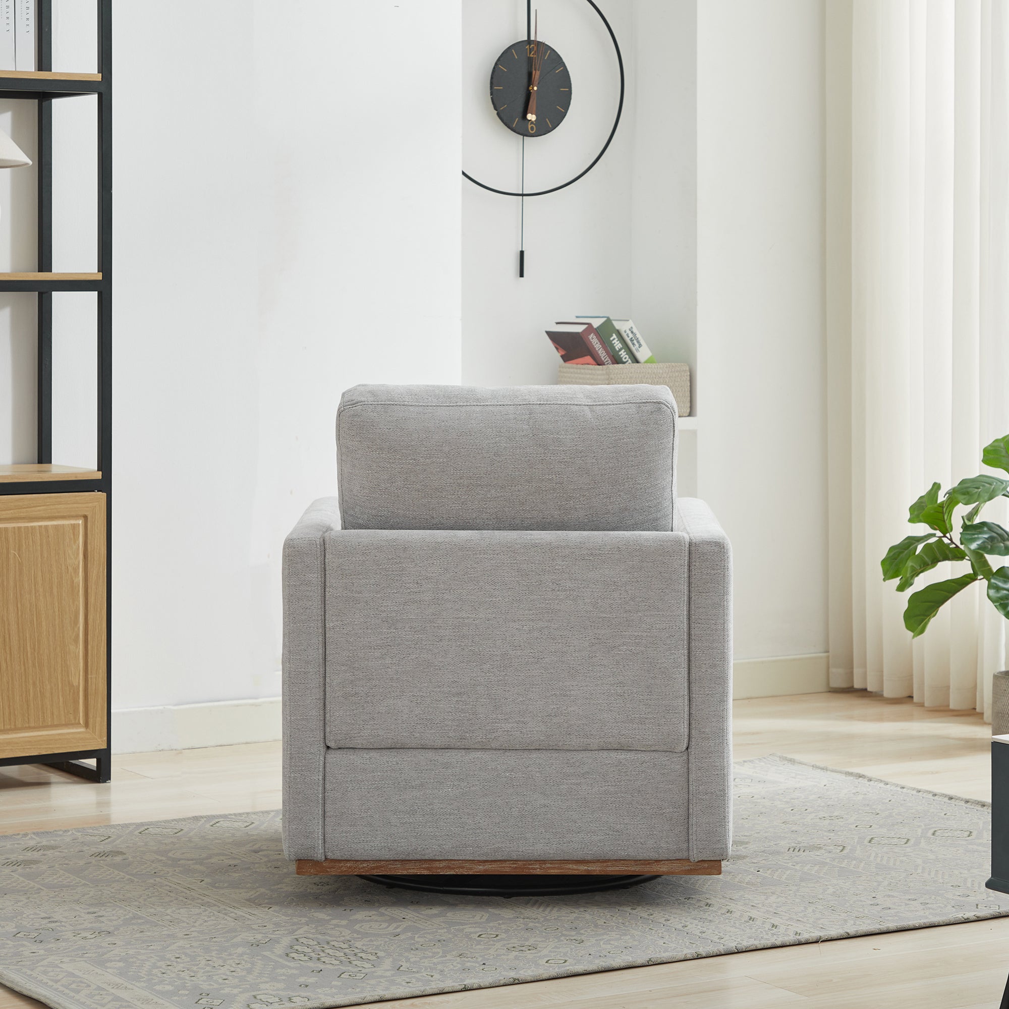 Modern Square Chenille Upholstered Swivel Accent Chair
