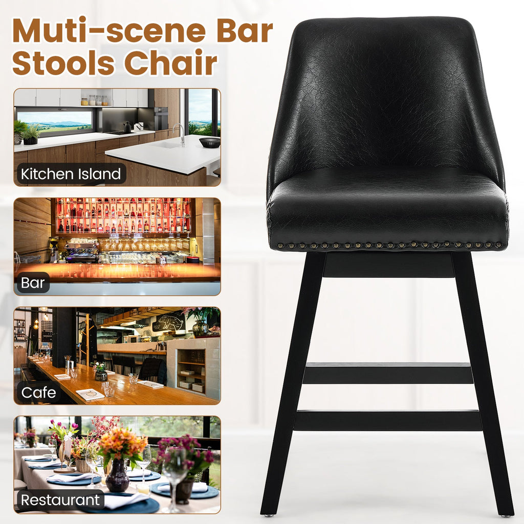 Firmoz Modern 360° Swivel Bar Stools with PU/Cracked Leather Upholstery