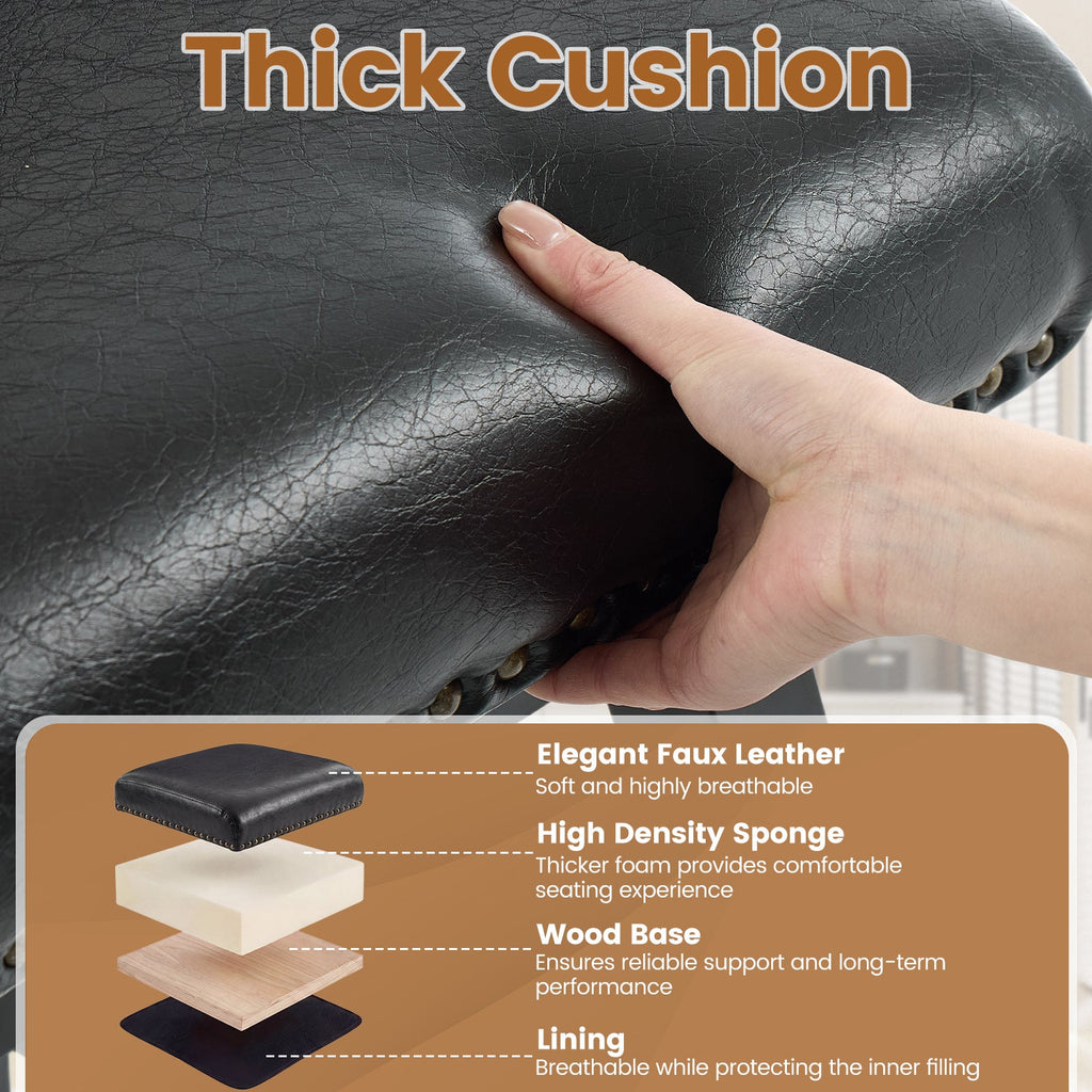 Firmoz Modern 360° Swivel Bar Stools with PU/Cracked Leather Upholstery