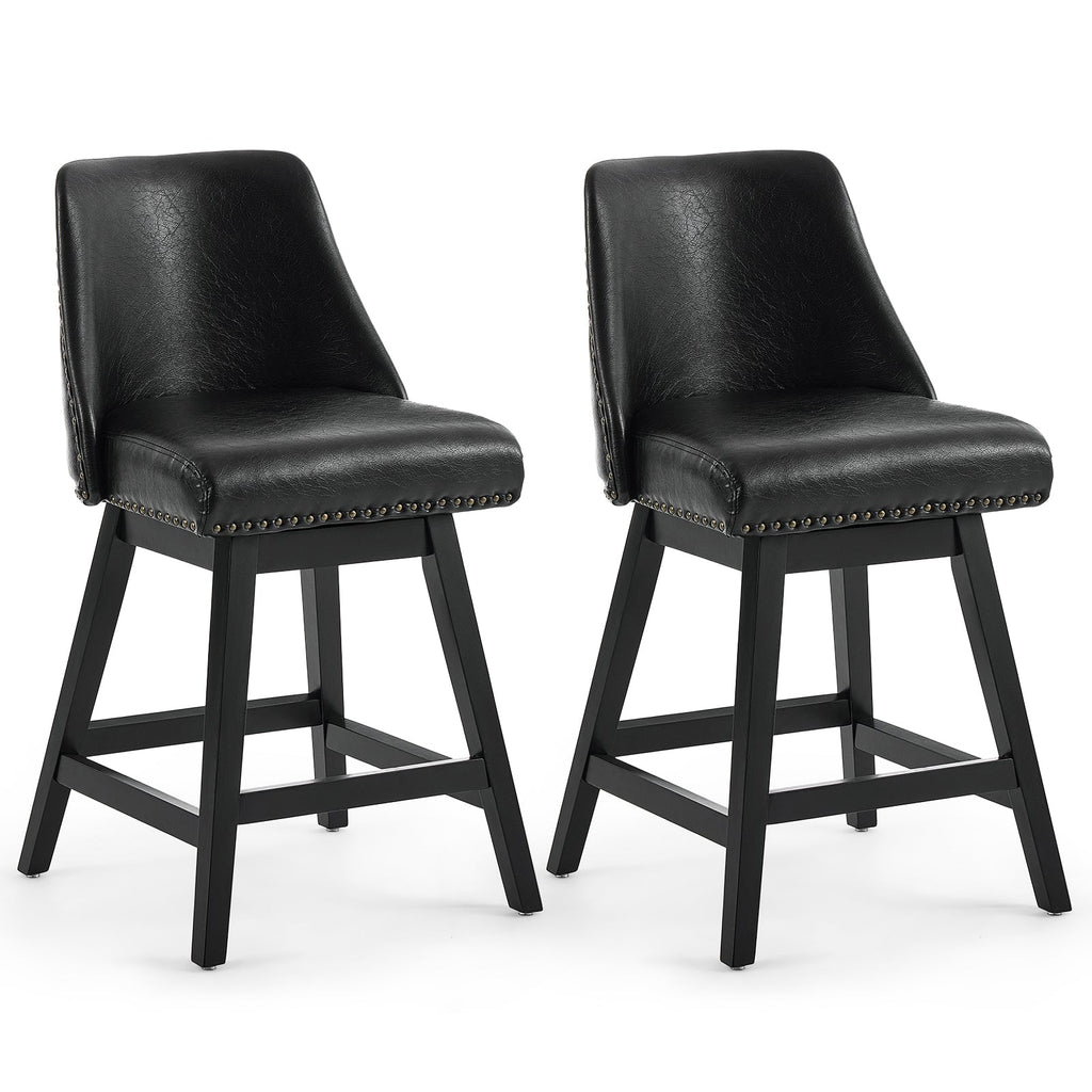 Firmoz Modern 360° Swivel Bar Stools with PU/Cracked Leather Upholstery