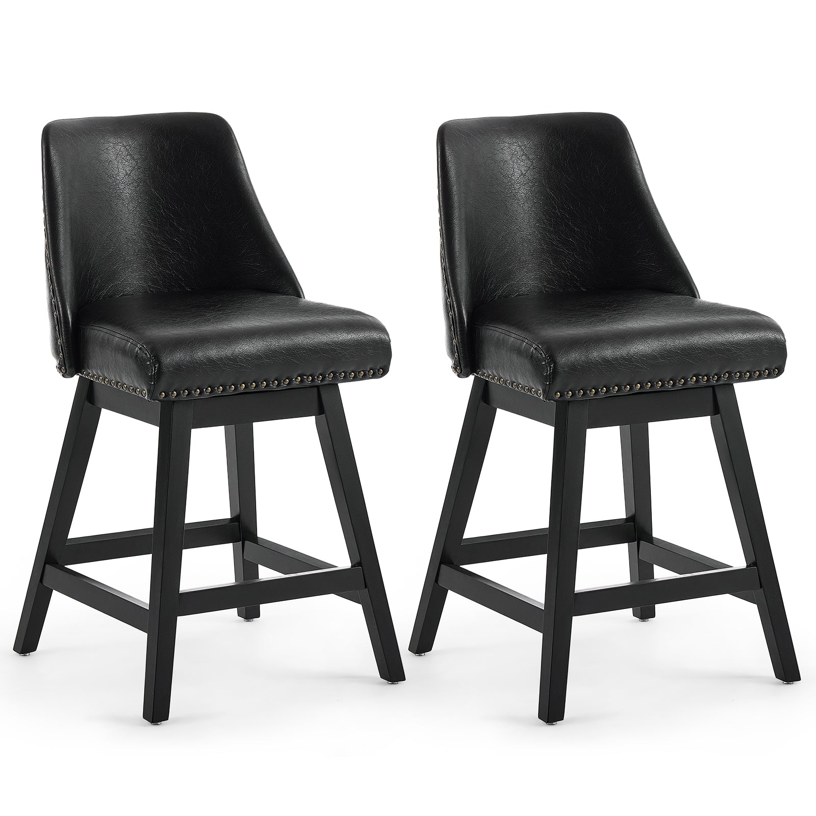 Firmoz Modern 360° Swivel Bar Stools with PU/Cracked Leather Upholstery