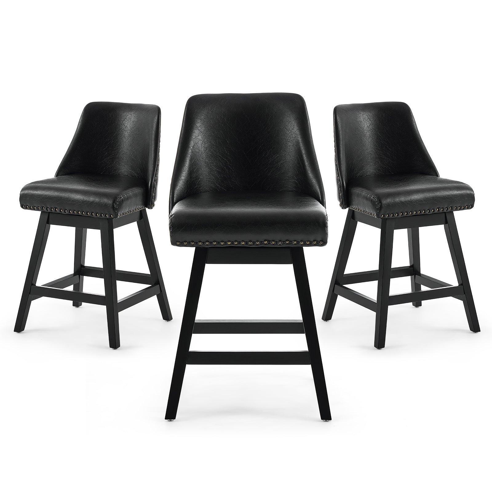Firmoz Modern 360° Swivel Bar Stools with PU/Cracked Leather Upholstery