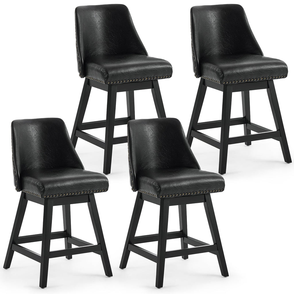 Firmoz Modern 360° Swivel Bar Stools with PU/Cracked Leather Upholstery
