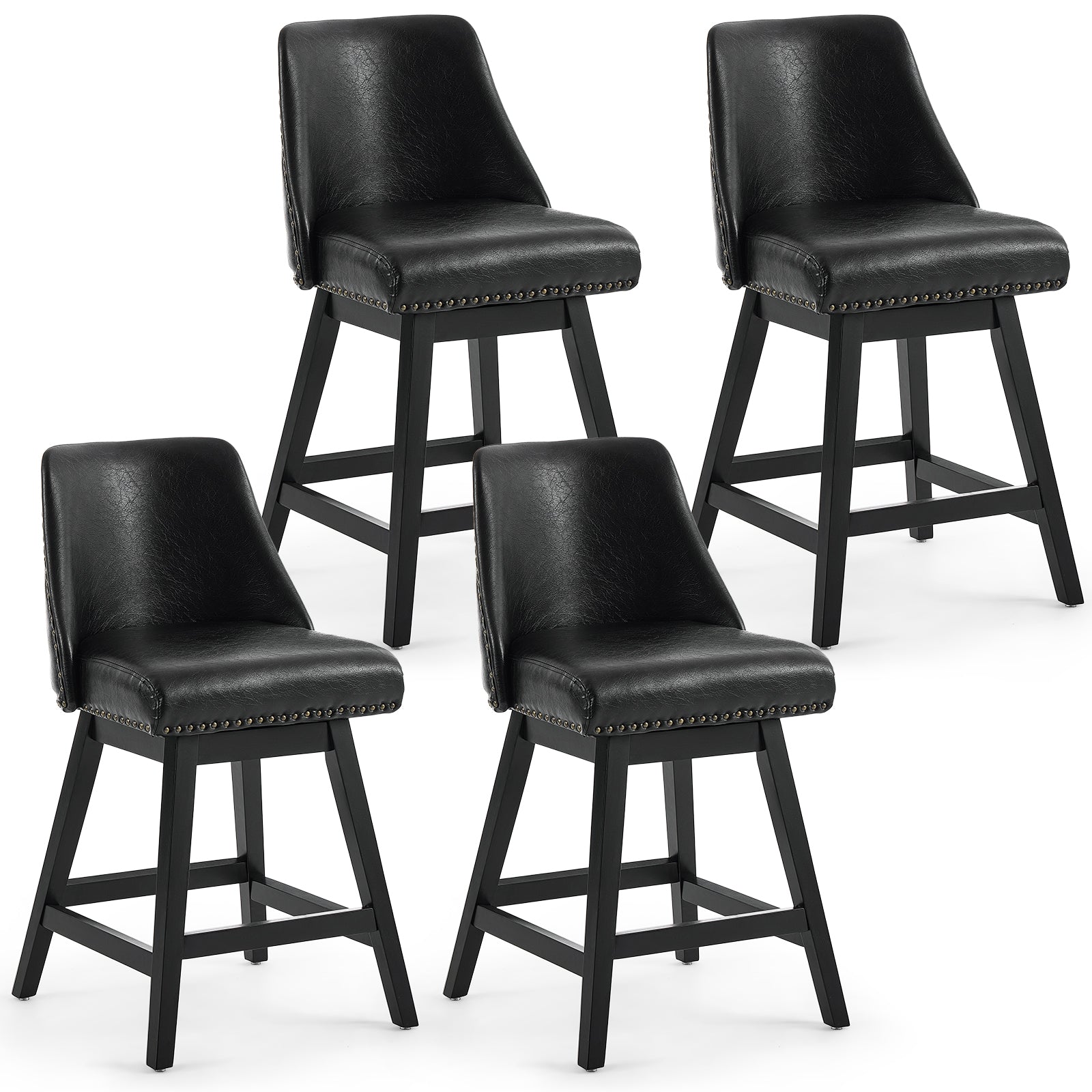 Firmoz Modern 360° Swivel Bar Stools with PU/Cracked Leather Upholstery
