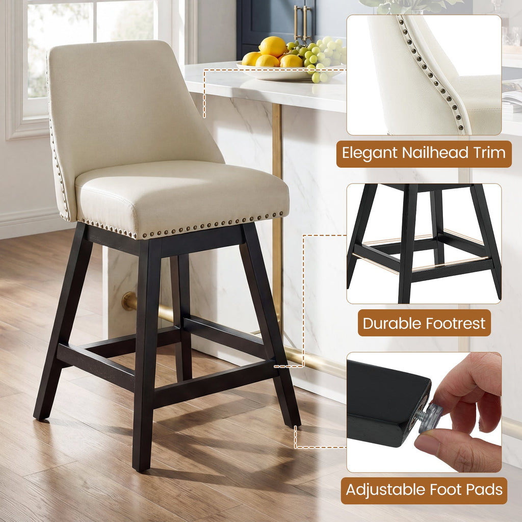 Firmoz Modern 360° Swivel Bar Stools with PU/Cracked Leather Upholstery