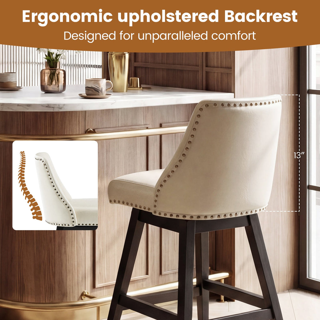 Firmoz Modern 360° Swivel Bar Stools with PU/Cracked Leather Upholstery