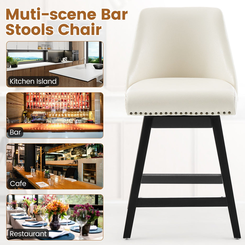 Firmoz Modern 360° Swivel Bar Stools with PU/Cracked Leather Upholstery
