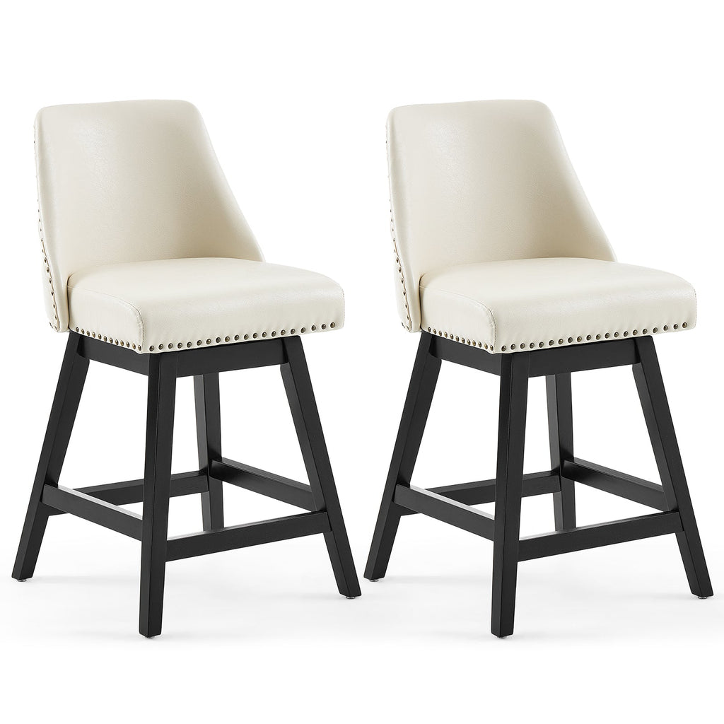 Firmoz Modern 360° Swivel Bar Stools with PU/Cracked Leather Upholstery