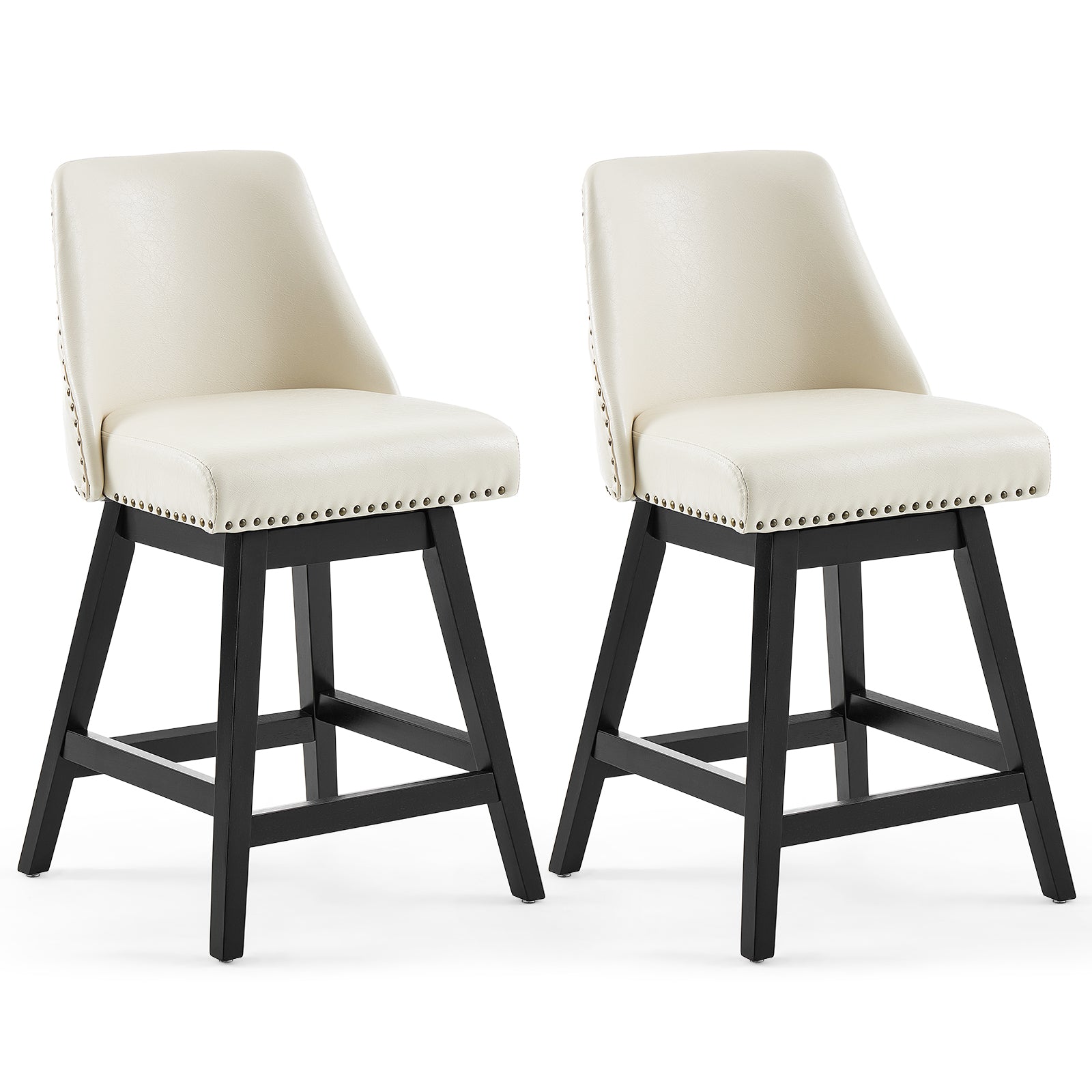 Firmoz Modern 360° Swivel Bar Stools with PU/Cracked Leather Upholstery