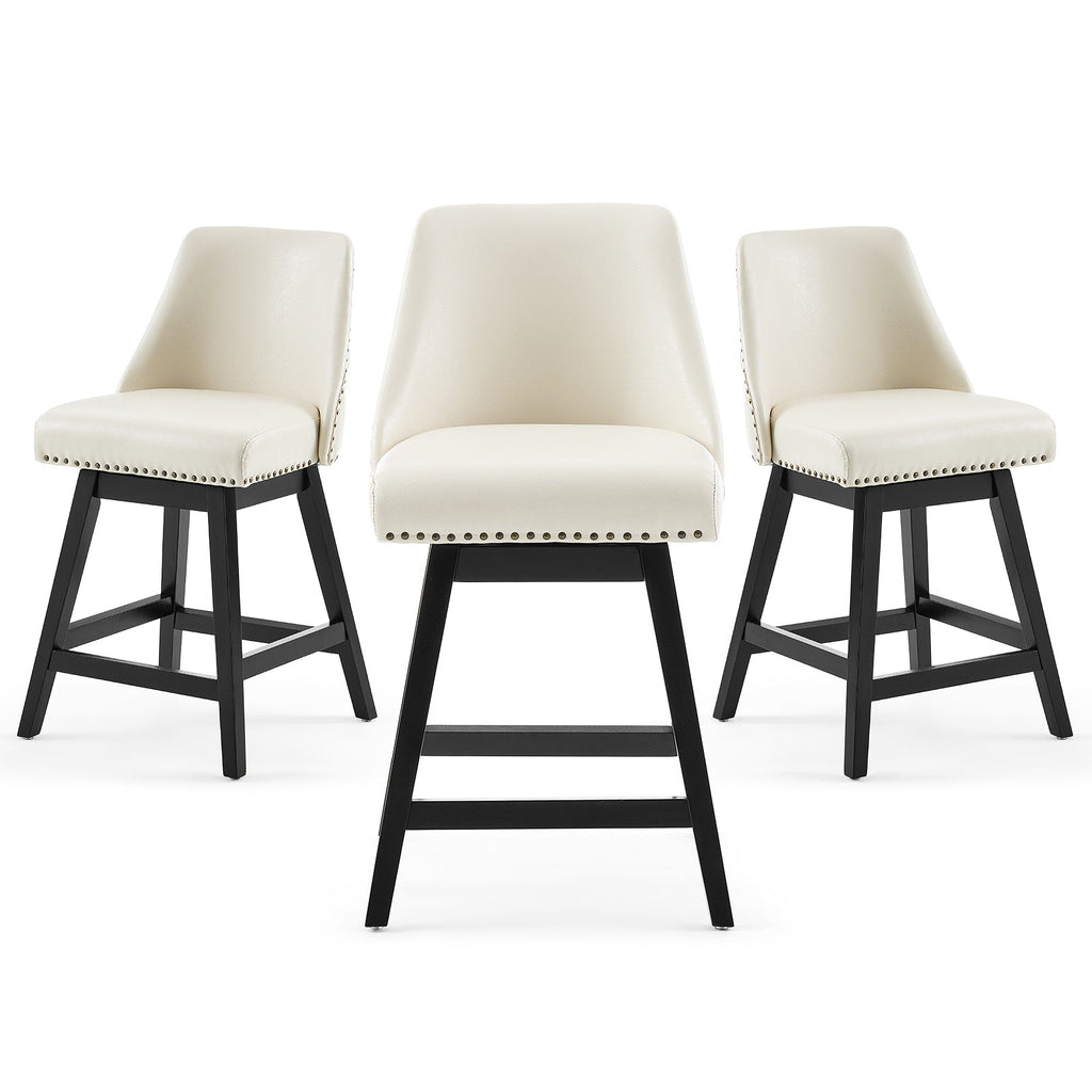Firmoz Modern 360° Swivel Bar Stools with PU/Cracked Leather Upholstery