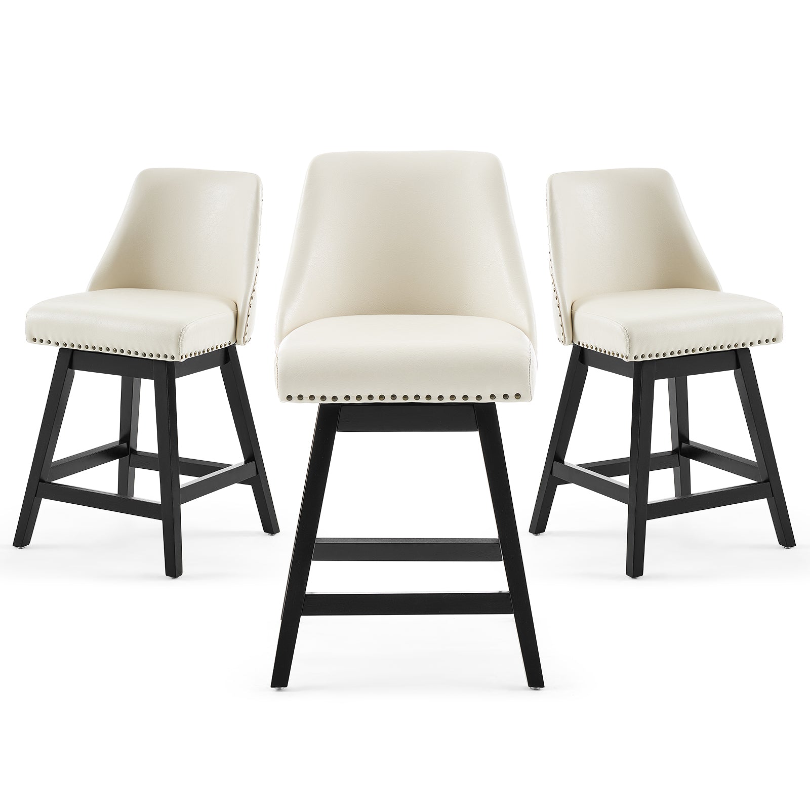 Firmoz Modern 360° Swivel Bar Stools with PU/Cracked Leather Upholstery