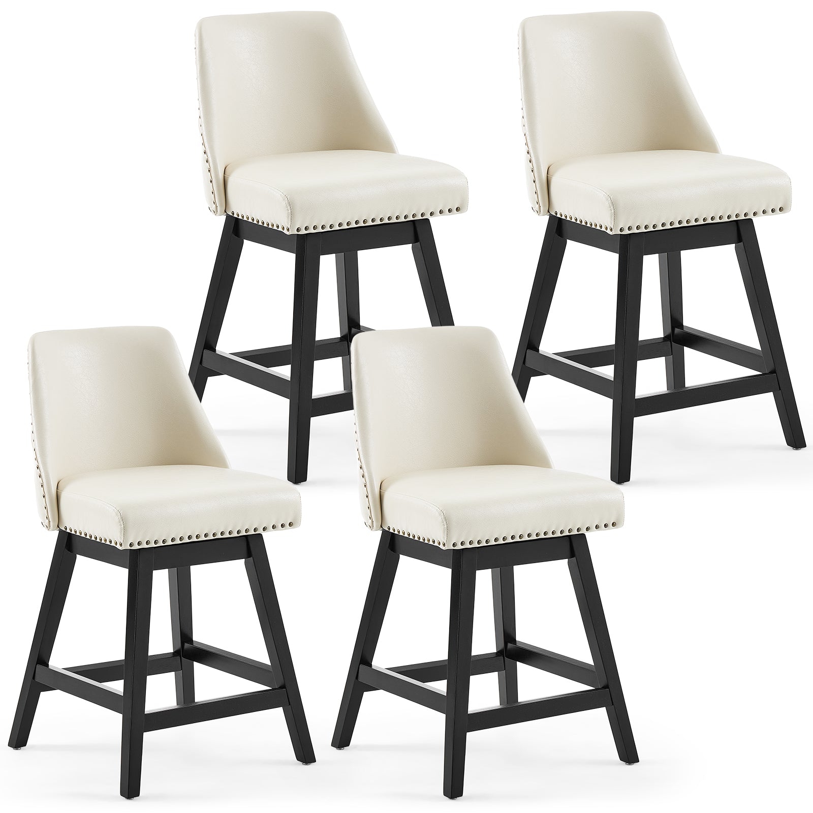 Firmoz Modern 360° Swivel Bar Stools with PU/Cracked Leather Upholstery