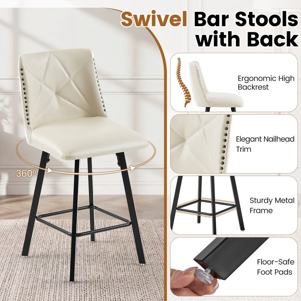 Firmoz Modern Star Bar Stools Set of 2/3/4 with PU and Cracked Leather Upholstery
