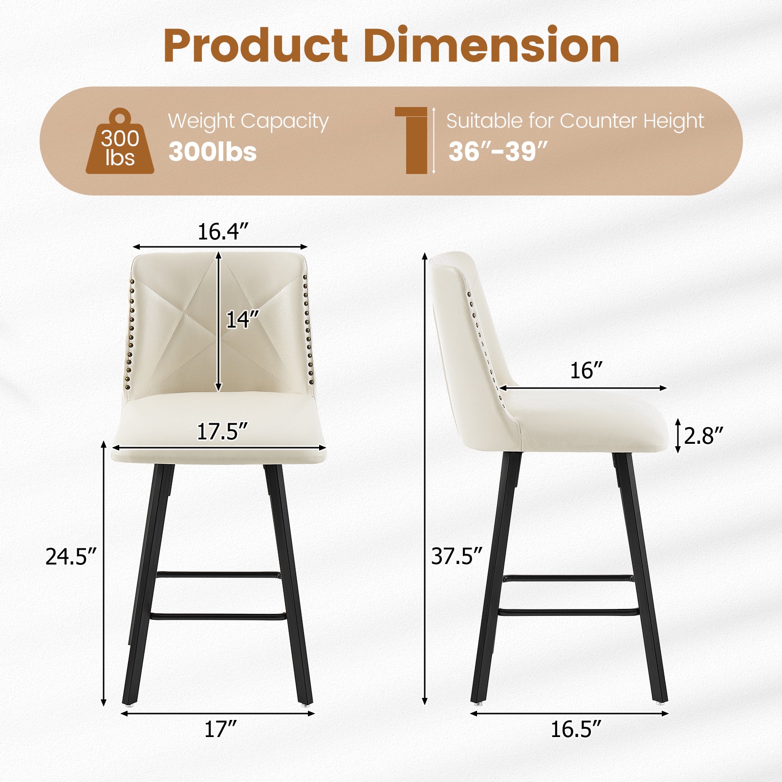 Firmoz Modern Star Bar Stools Set of 2/3/4 with PU and Cracked Leather Upholstery