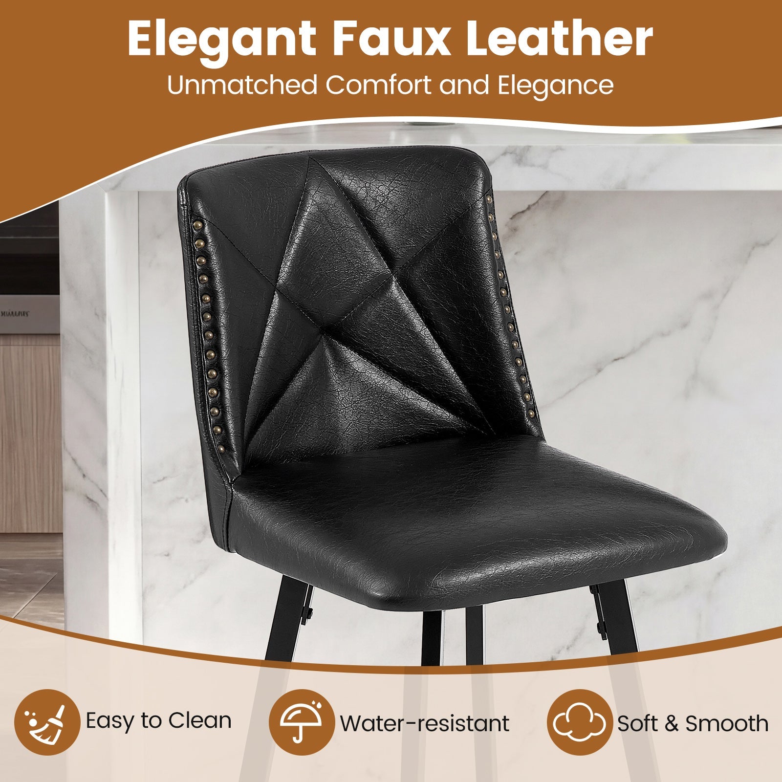 Firmoz Modern Star Bar Stools Set of 2/3/4 with PU and Cracked Leather Upholstery