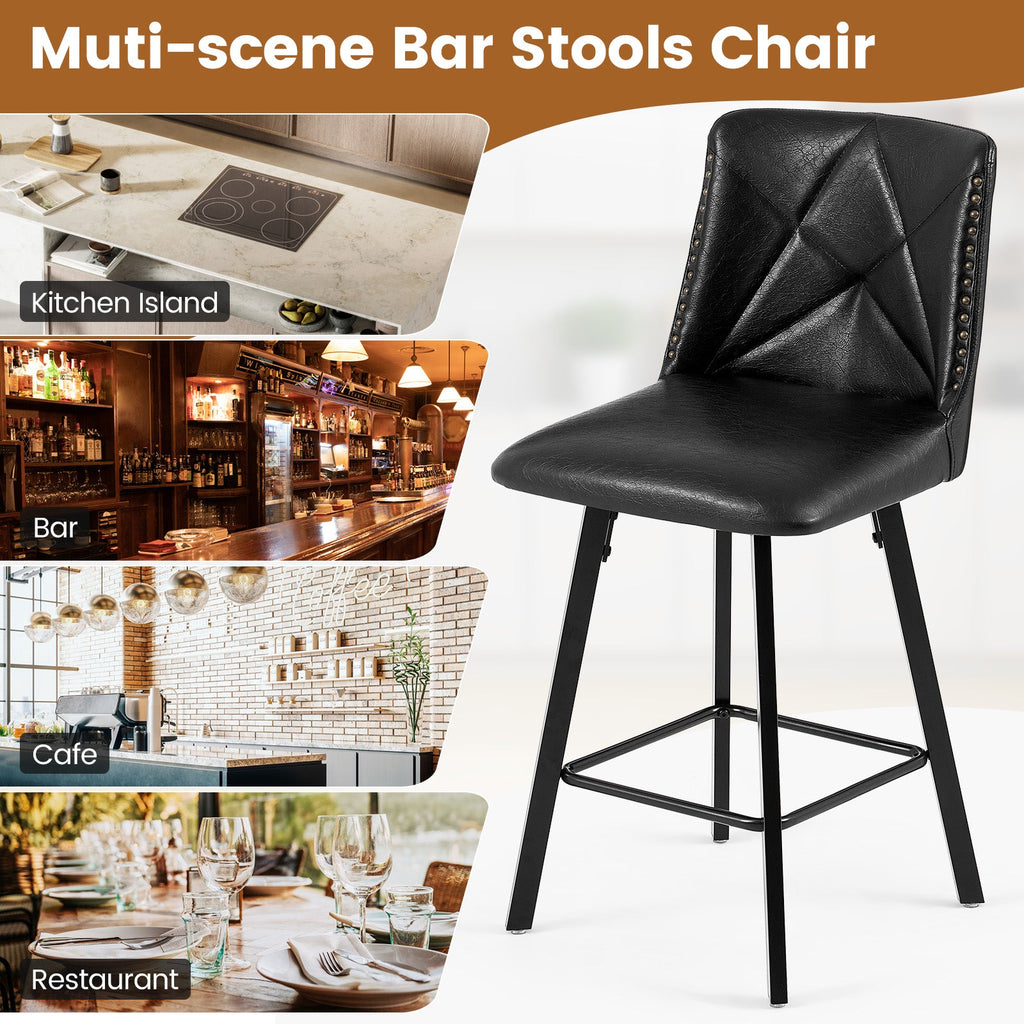 Firmoz Modern Star Bar Stools Set of 2/3/4 with PU and Cracked Leather Upholstery