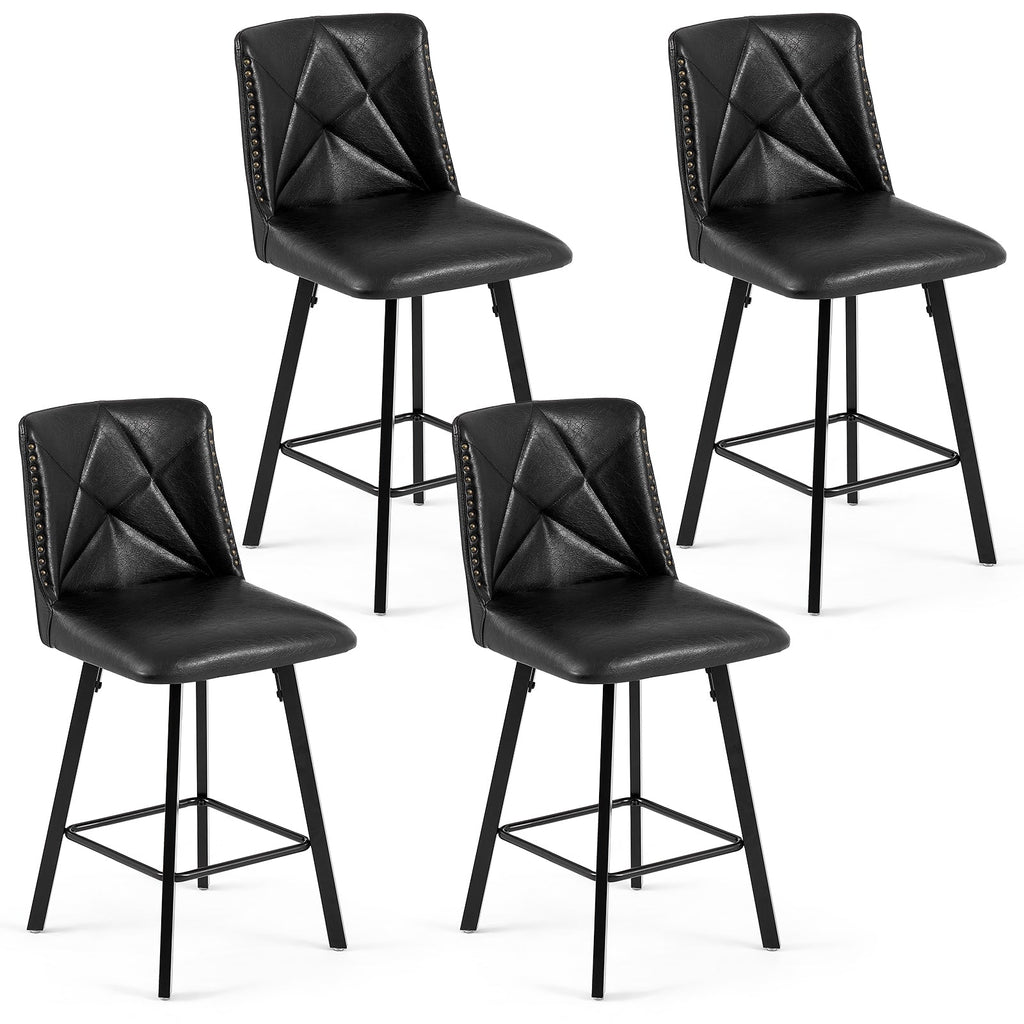 Firmoz Modern Star Bar Stools Set of 2/3/4 with PU and Cracked Leather Upholstery