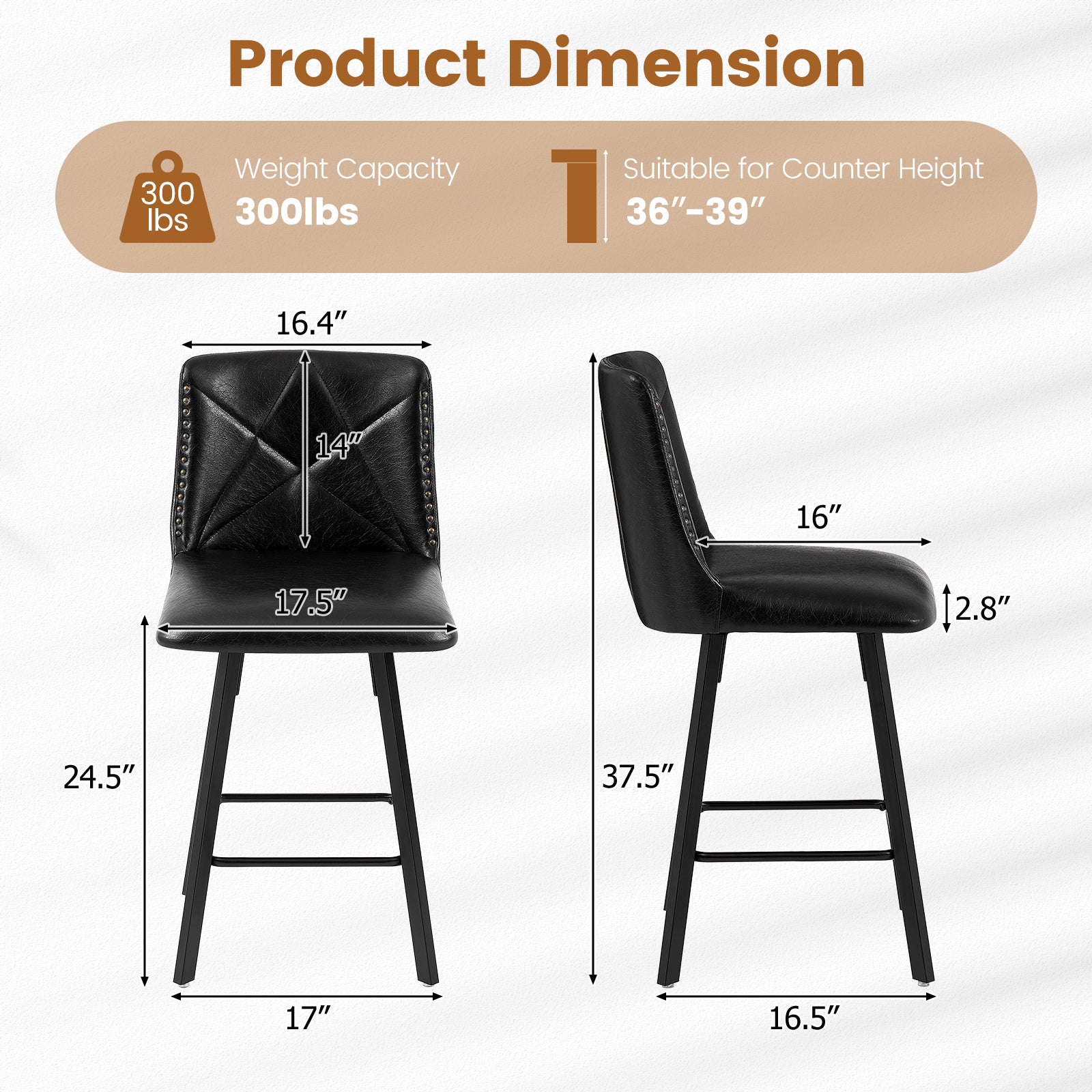 Firmoz Modern Star Bar Stools Set of 2/3/4 with PU and Cracked Leather Upholstery