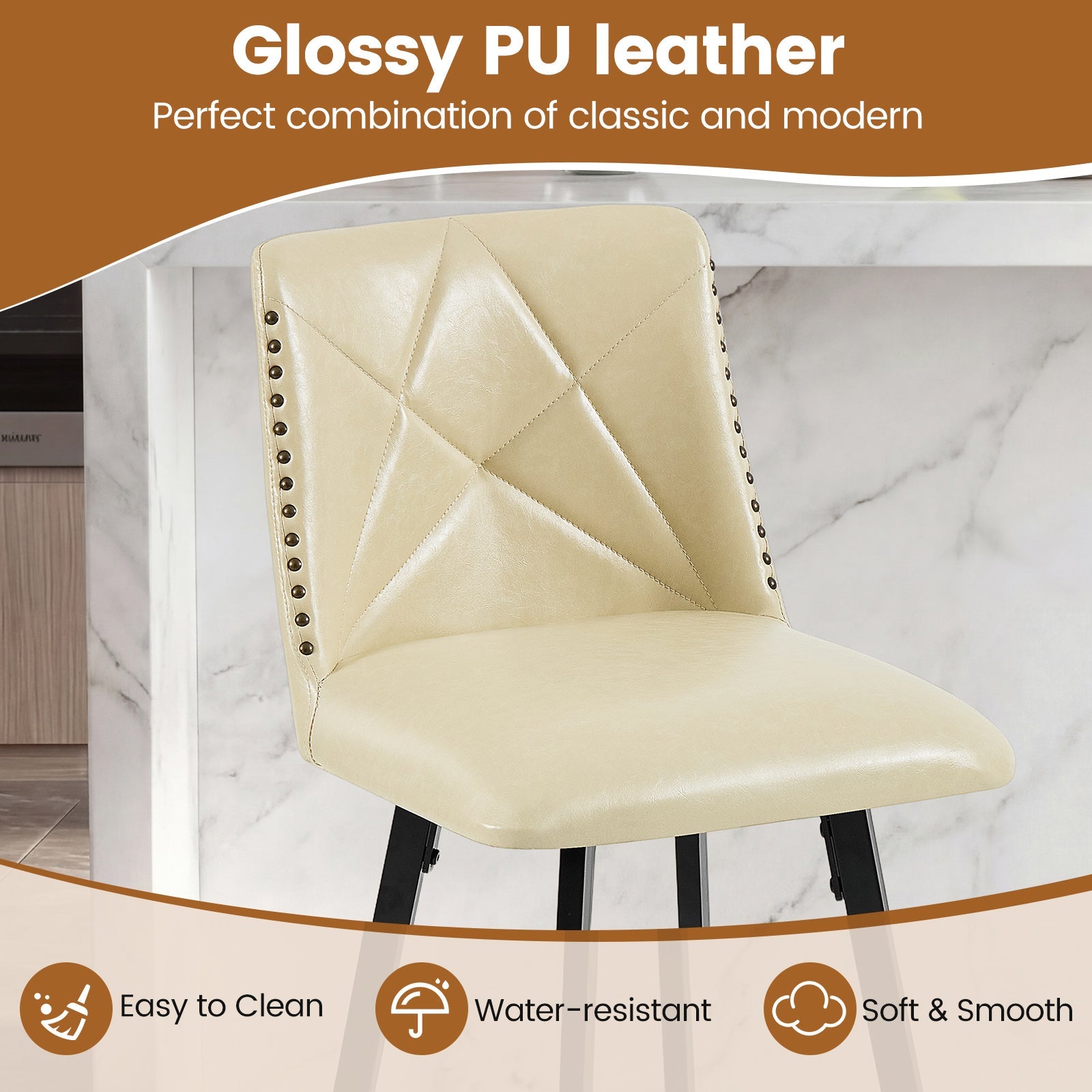 Firmoz Modern Star Bar Stools Set of 2/3/4 with PU and Cracked Leather Upholstery